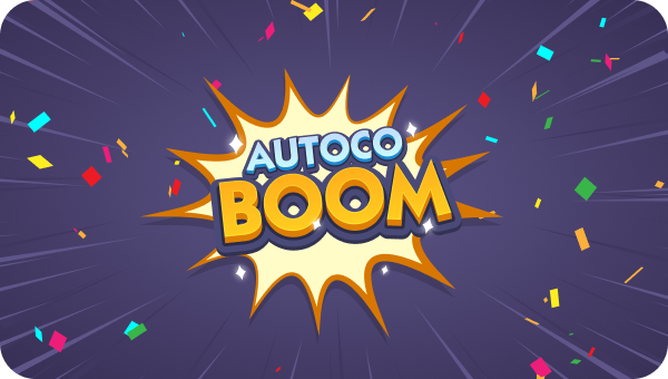 Boom autocollant de Monopoly GO, avec une explosion style bande dessinée et des confettis colorés.